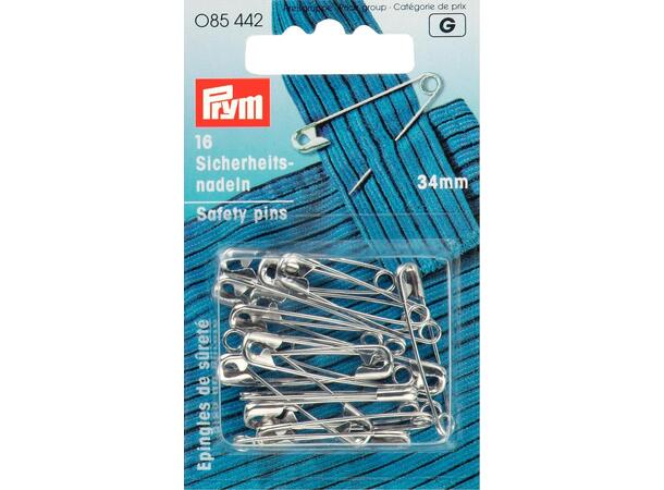 Sikkerhetsnåler 16 x 34 mm No. 1. sølv